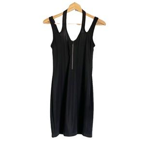 Carabella Black Swarovski Rhinestone Bodycon Cut-out Mini Halter Dress size M